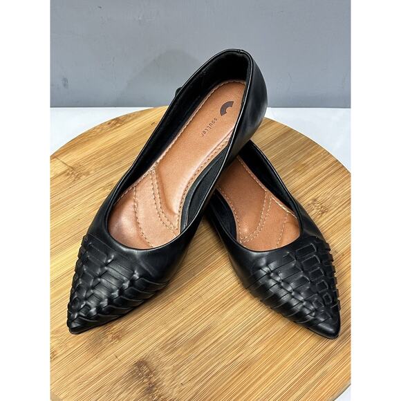 Souliers Leather Black Ballet Flats Womens EU 37 US 6 Brazilian made Slip on - Picture 1 of 8